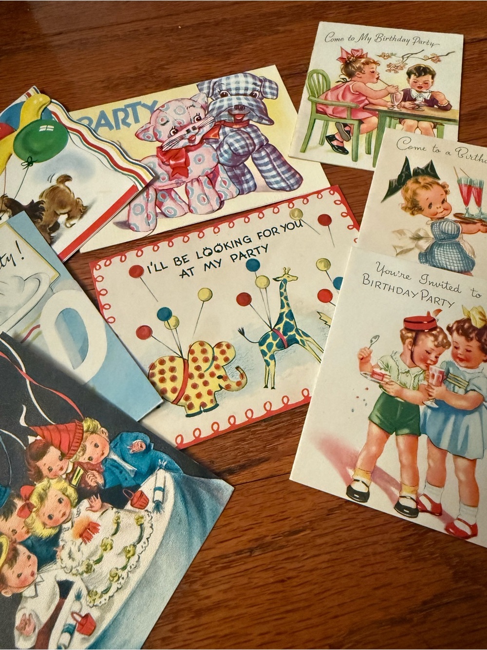 Vintage 1940s 1950s Childrens Birthday Invitation Lot of 8 MCM Ephemera